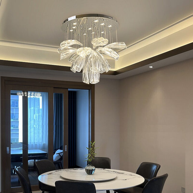 ChandelierDecor - Crystal Glass Petals Chandelier: Elegant Lighting Fixtures
