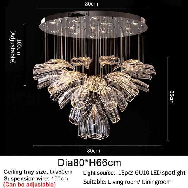 ChandelierDecor - Crystal Glass Petals Chandelier: Elegant Lighting Fixtures