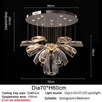ChandelierDecor - Crystal Glass Petals Chandelier: Elegant Lighting Fixtures