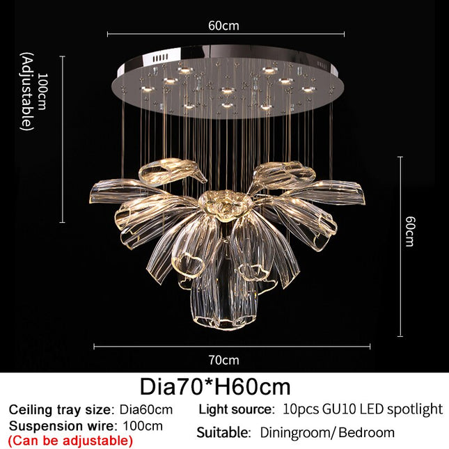 ChandelierDecor - Crystal Glass Petals Chandelier: Elegant Lighting Fixtures