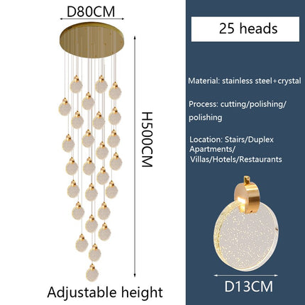 ChandelierDecor - Crystal Rings Staircase Chandelier: Premium Lighting