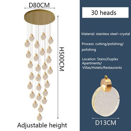 ChandelierDecor - Crystal Rings Staircase Chandelier: Premium Lighting