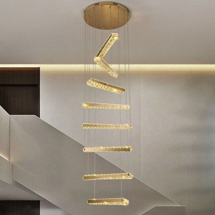 ChandelierDecor - Crystal Rotating Bars Stairs LED Chandelier