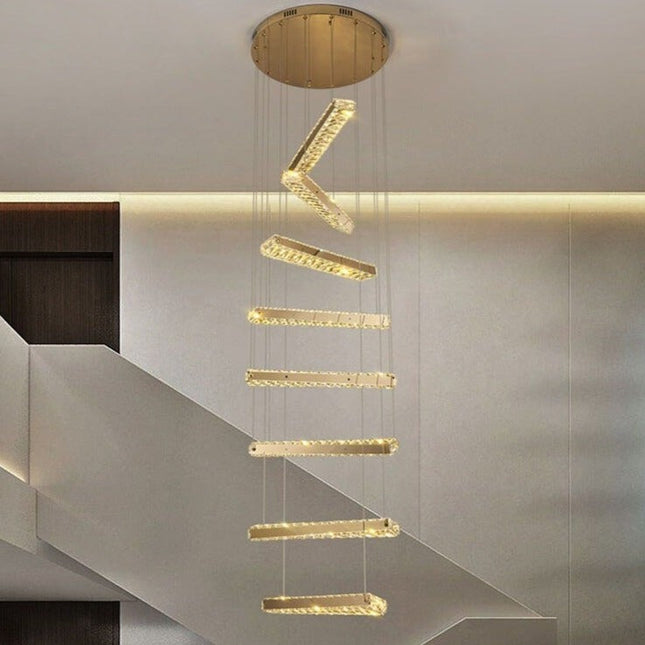 ChandelierDecor - Crystal Rotating Bars Stairs LED Chandelier