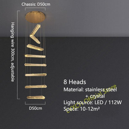 ChandelierDecor - Crystal Rotating Bars Stairs LED Chandelier