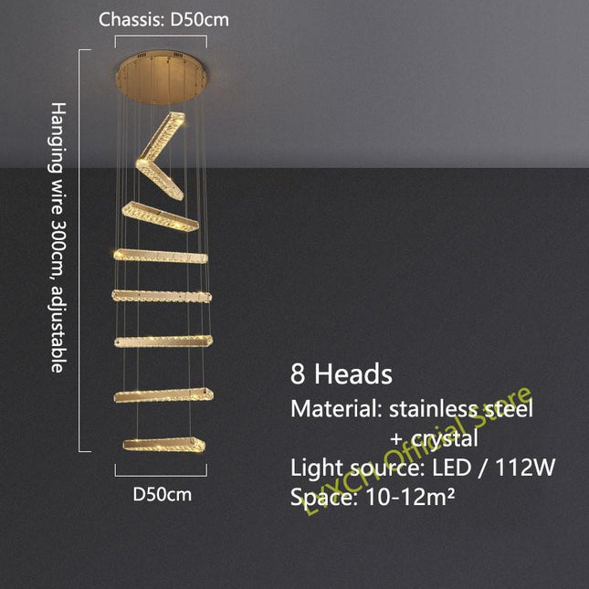 ChandelierDecor - Crystal Rotating Bars Stairs LED Chandelier