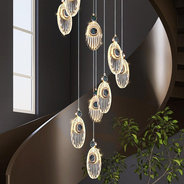 ChandelierDecor - Crystal Shell Staircase Chandelier - Exquisite Lighting
