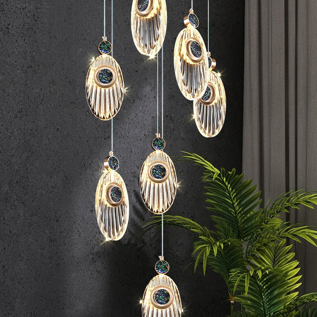 ChandelierDecor - Crystal Shell Staircase Chandelier - Exquisite Lighting