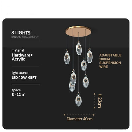 ChandelierDecor - Crystal Shell Staircase Chandelier - Exquisite Lighting