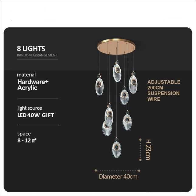 ChandelierDecor - Crystal Shell Staircase Chandelier - Exquisite Lighting
