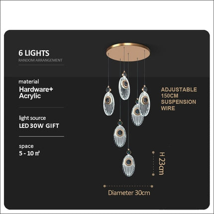 ChandelierDecor - Crystal Shell Staircase Chandelier - Exquisite Lighting