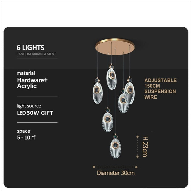 ChandelierDecor - Crystal Shell Staircase Chandelier - Exquisite Lighting