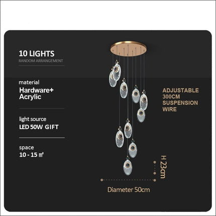ChandelierDecor - Crystal Shell Staircase Chandelier - Exquisite Lighting