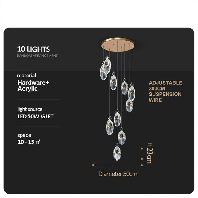 ChandelierDecor - Crystal Shell Staircase Chandelier - Exquisite Lighting