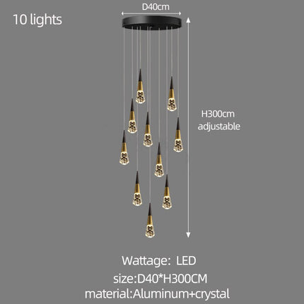 ChandelierDecor - Crystal Spiral Cones Staircase Chandelier