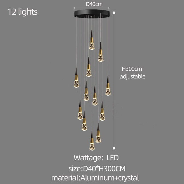 ChandelierDecor - Crystal Spiral Cones Staircase Chandelier