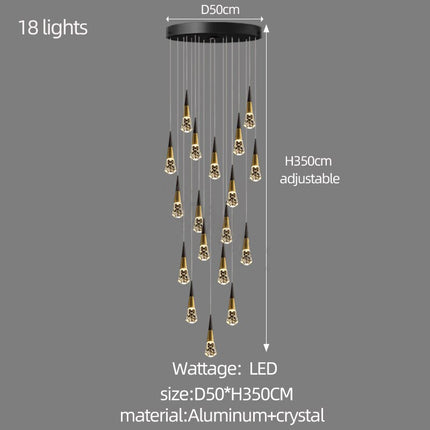 ChandelierDecor - Crystal Spiral Cones Staircase Chandelier