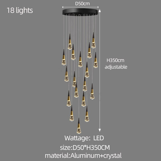 ChandelierDecor - Crystal Spiral Cones Staircase Chandelier