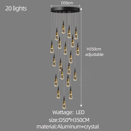 ChandelierDecor - Crystal Spiral Cones Staircase Chandelier