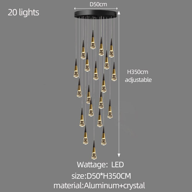 ChandelierDecor - Crystal Spiral Cones Staircase Chandelier