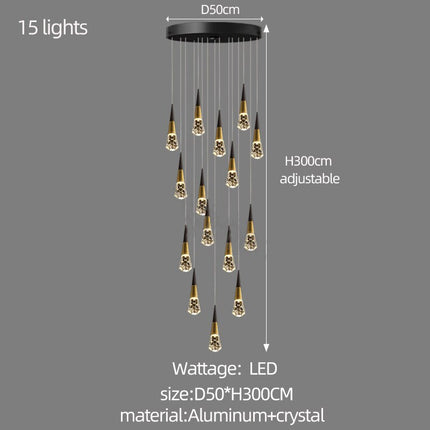 ChandelierDecor - Crystal Spiral Cones Staircase Chandelier