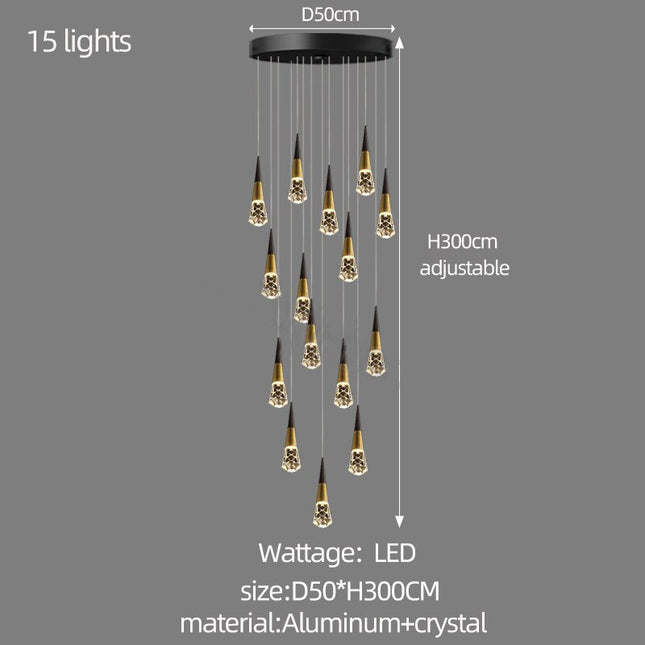 ChandelierDecor - Crystal Spiral Cones Staircase Chandelier
