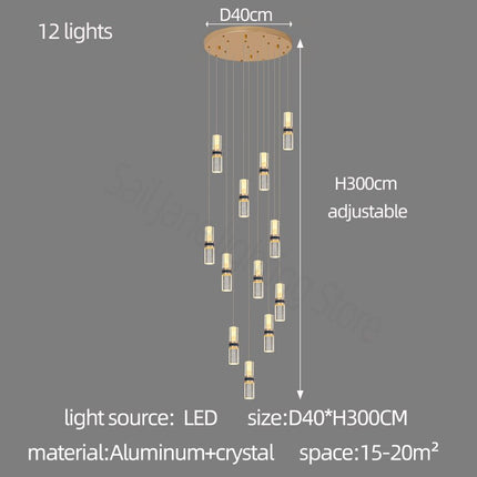 ChandelierDecor - Crystal Tubes Staircase Chandelier: Enhance Your Space