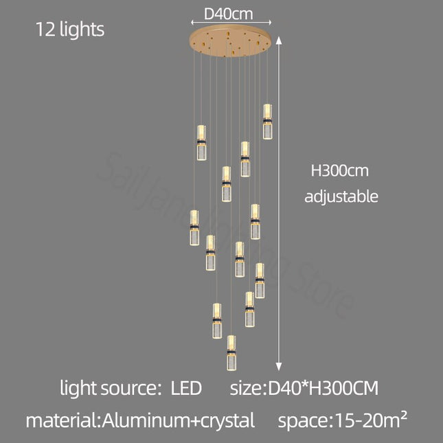 ChandelierDecor - Crystal Tubes Staircase Chandelier: Enhance Your Space