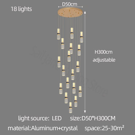 ChandelierDecor - Crystal Tubes Staircase Chandelier: Enhance Your Space