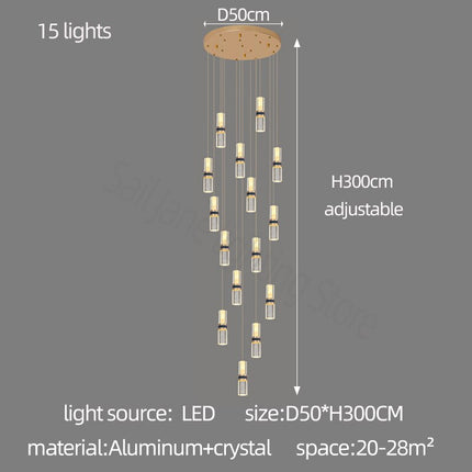 ChandelierDecor - Crystal Tubes Staircase Chandelier: Enhance Your Space