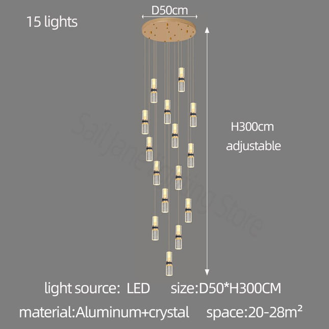 ChandelierDecor - Crystal Tubes Staircase Chandelier: Enhance Your Space
