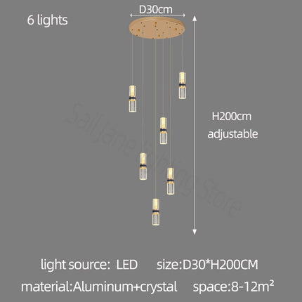 ChandelierDecor - Crystal Tubes Staircase Chandelier: Enhance Your Space