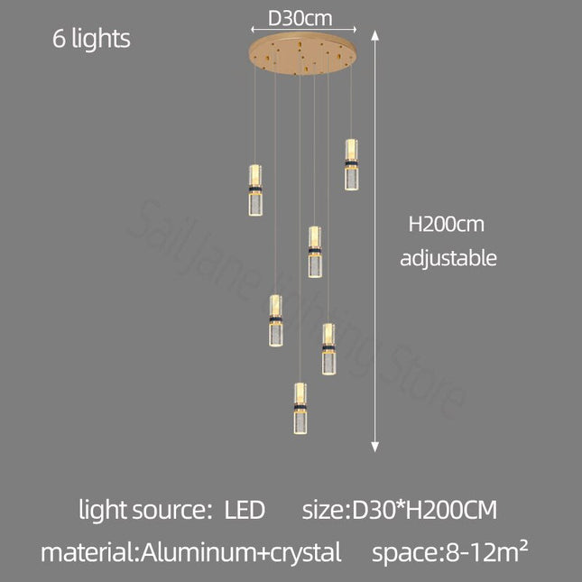 ChandelierDecor - Crystal Tubes Staircase Chandelier: Enhance Your Space