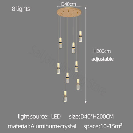 ChandelierDecor - Crystal Tubes Staircase Chandelier: Enhance Your Space