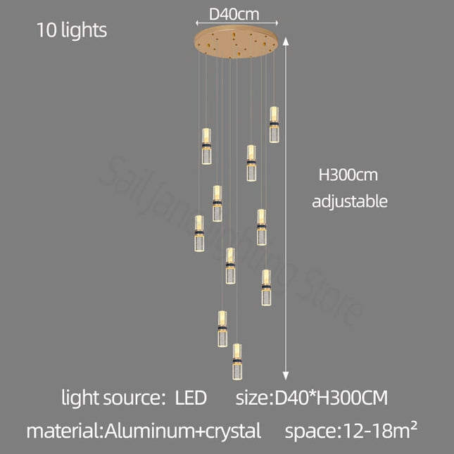 ChandelierDecor - Crystal Tubes Staircase Chandelier: Enhance Your Space