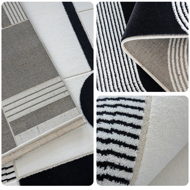 ChandelierDecor - Abstract Black & White High Pile Tufted Rug
