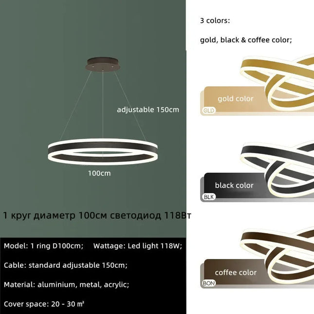 ChandelierDecor - Rings LED Staircase Chandelier: Unparalleled Elegance