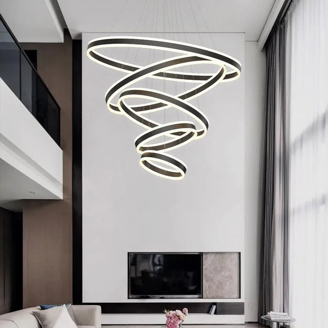 ChandelierDecor - Rings LED Staircase Chandelier: Unparalleled Elegance