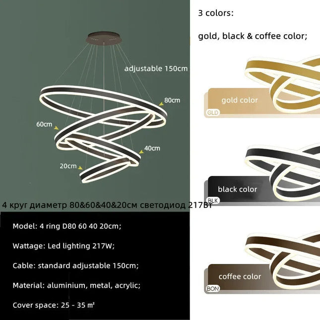 ChandelierDecor - Rings LED Staircase Chandelier: Unparalleled Elegance