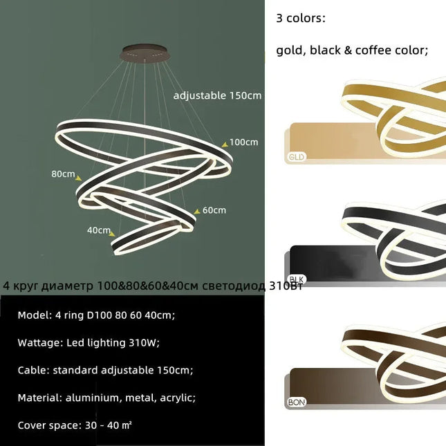 ChandelierDecor - Rings LED Staircase Chandelier: Unparalleled Elegance
