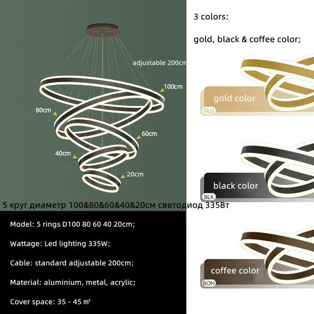 ChandelierDecor - Rings LED Staircase Chandelier: Unparalleled Elegance