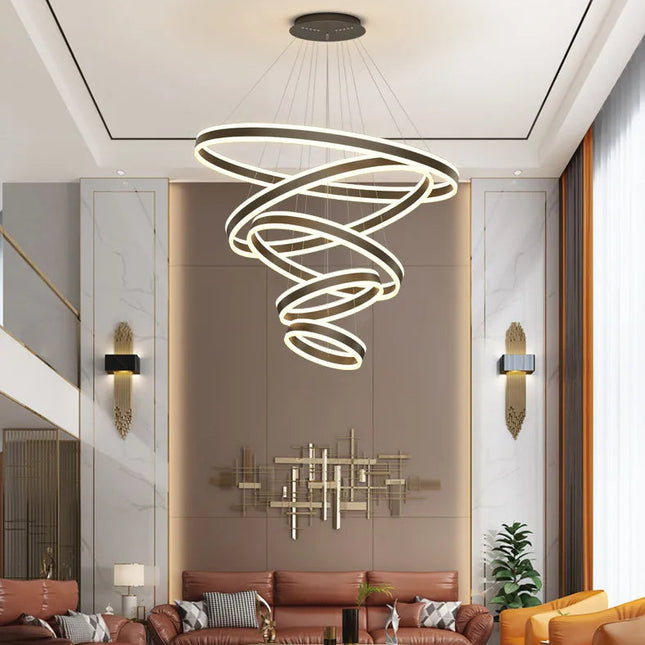 ChandelierDecor - Rings LED Staircase Chandelier: Unparalleled Elegance