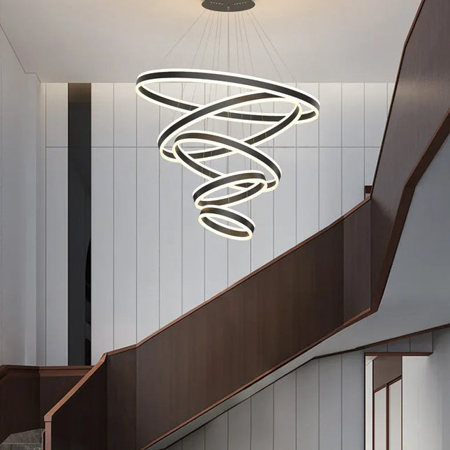 ChandelierDecor - Rings LED Staircase Chandelier: Unparalleled Elegance