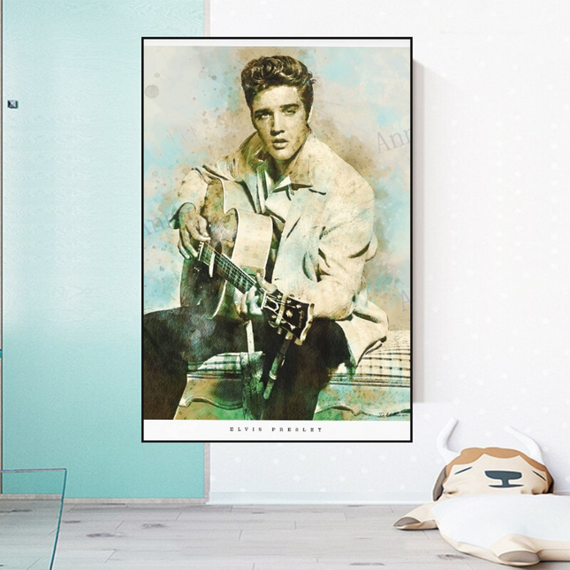 ChandelierDecor - Elvis Presley Singer Portrait Canvas Painting Abstract Magazine Wall Art