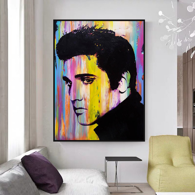 ChandelierDecor - Elvis Presley Singer Portrait Canvas Painting Abstract Magazine Wall Art