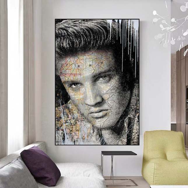 ChandelierDecor - Elvis Presley Singer Portrait Canvas Painting Abstract Magazine Wall Art