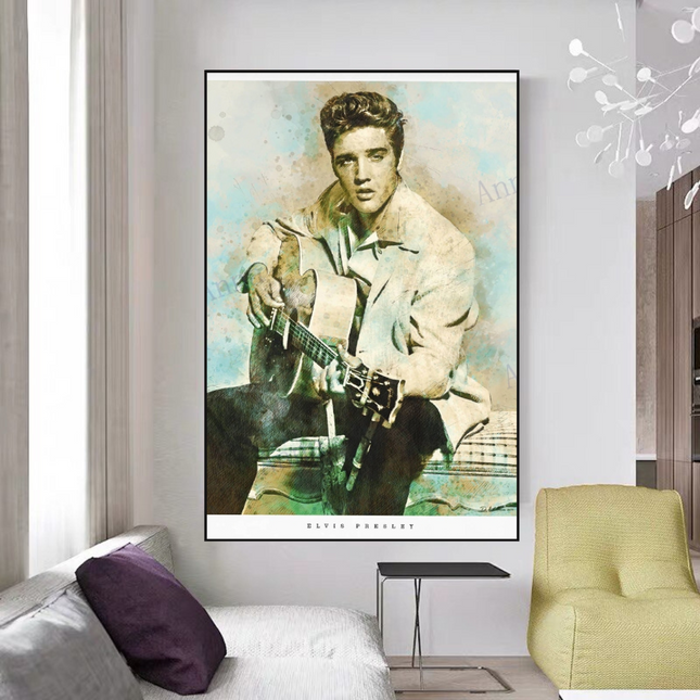 ChandelierDecor - Elvis Presley Singer Portrait Canvas Painting Abstract Magazine Wall Art