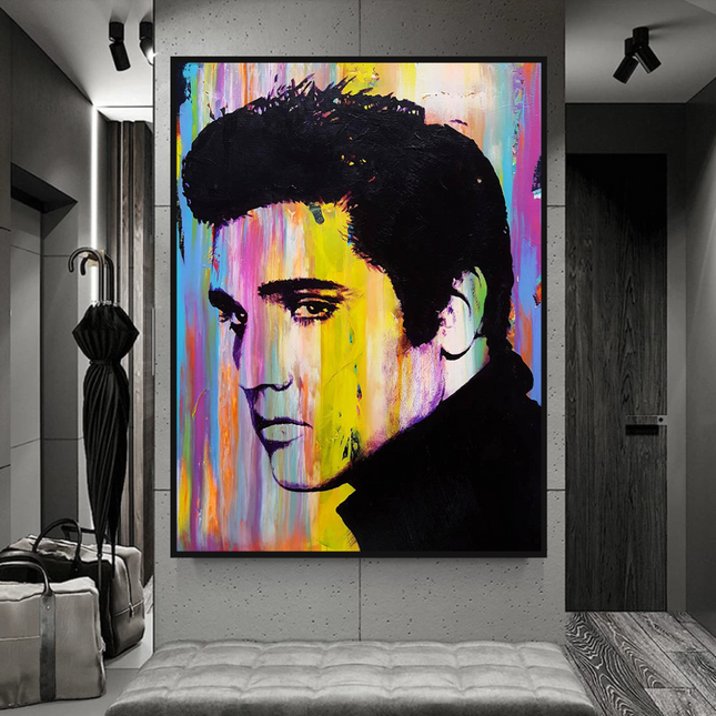 ChandelierDecor - Elvis Presley Singer Portrait Canvas Painting Abstract Magazine Wall Art