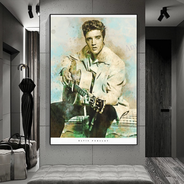 ChandelierDecor - Elvis Presley Singer Portrait Canvas Painting Abstract Magazine Wall Art