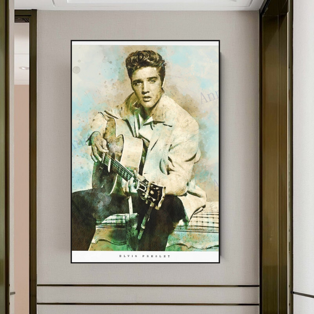 ChandelierDecor - Elvis Presley Singer Portrait Canvas Painting Abstract Magazine Wall Art